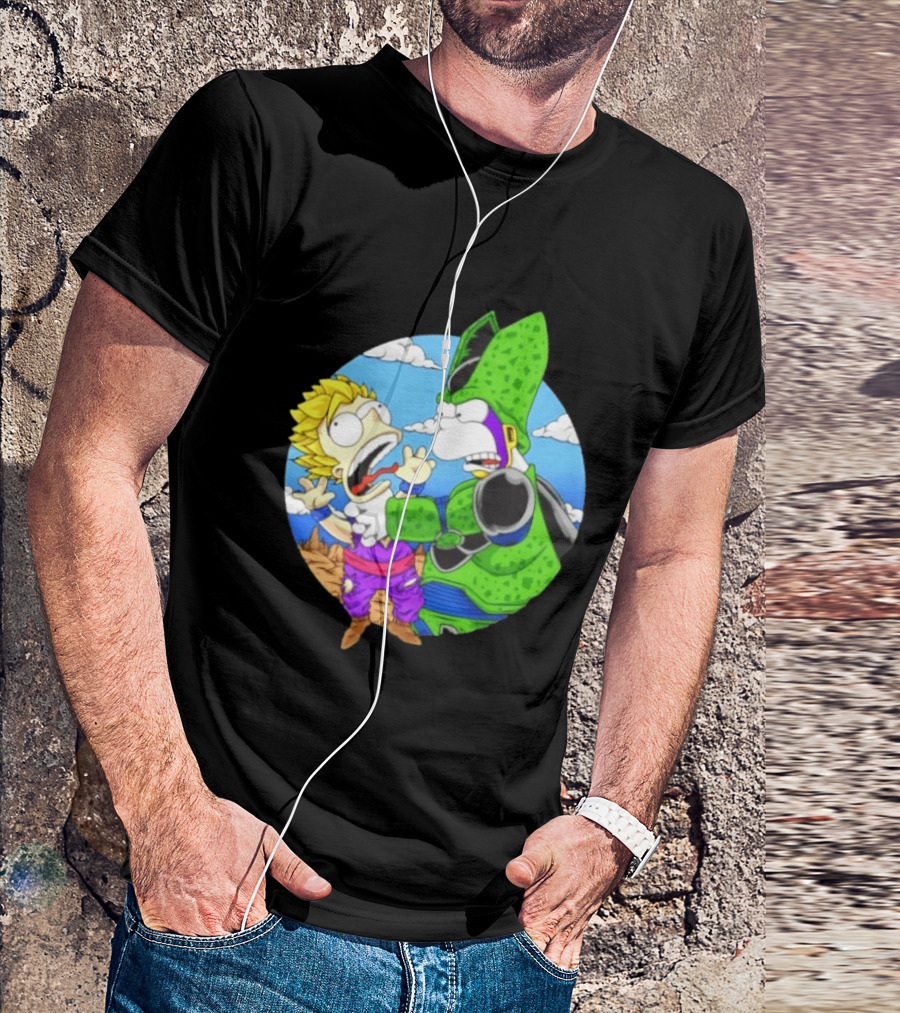 Gohan Cell Dragon Ball Z Bart Homer Simpson Mashup Clash T-Shirt