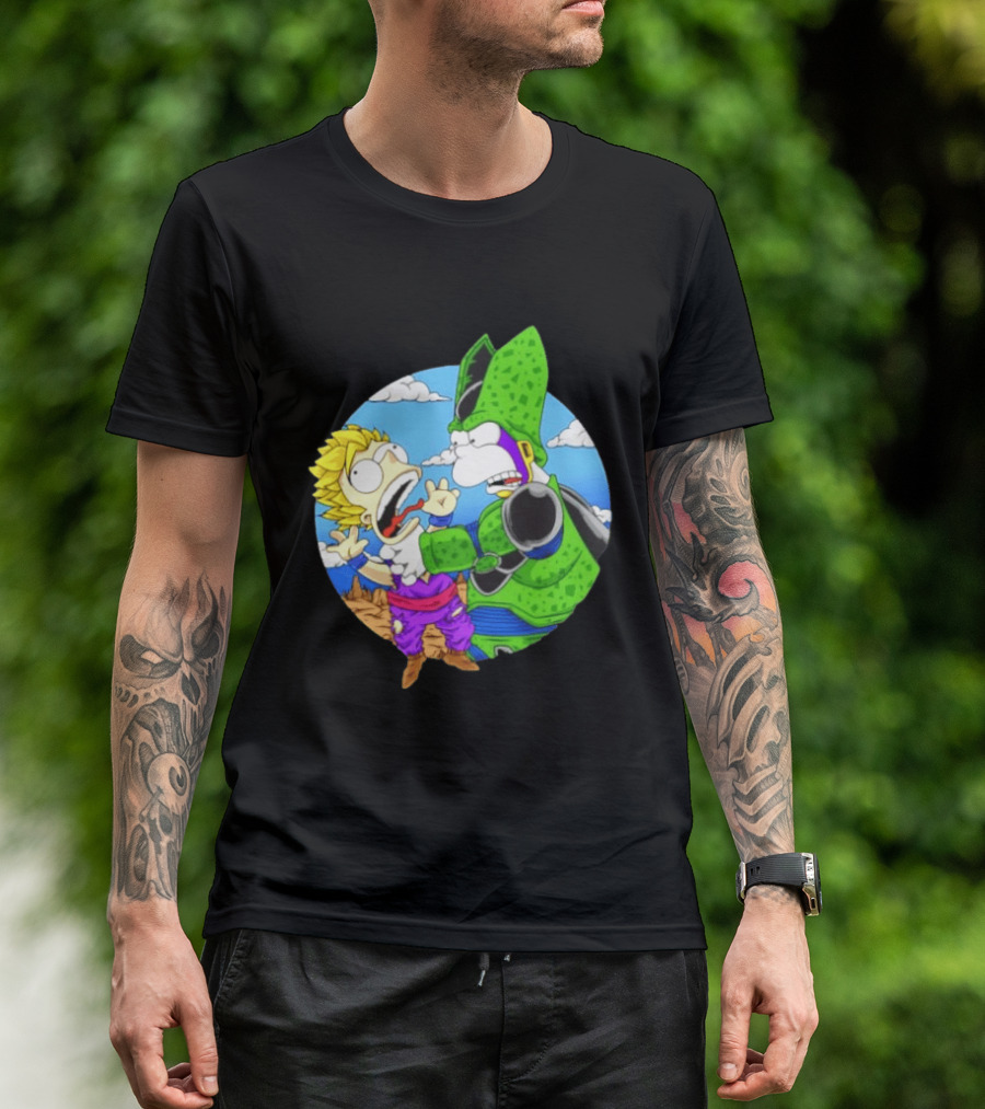 Gohan Cell Dragon Ball Z Bart Homer Simpson Mashup Clash T-Shirt