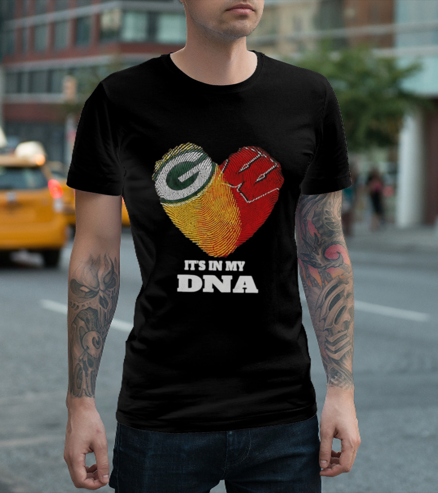 Green Bay Packers It's In My DNA Heart Fingerprint T-Shirt
