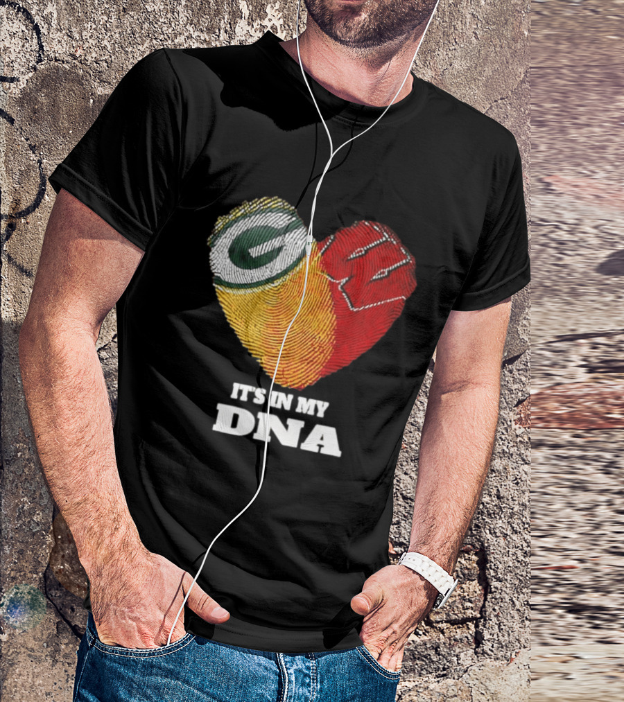 Green Bay Packers It's In My DNA Heart Fingerprint T-Shirt