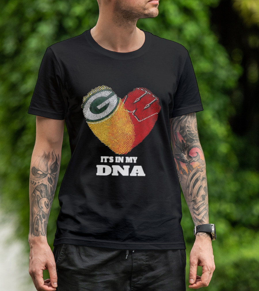 Green Bay Packers It's In My DNA Heart Fingerprint T-Shirt