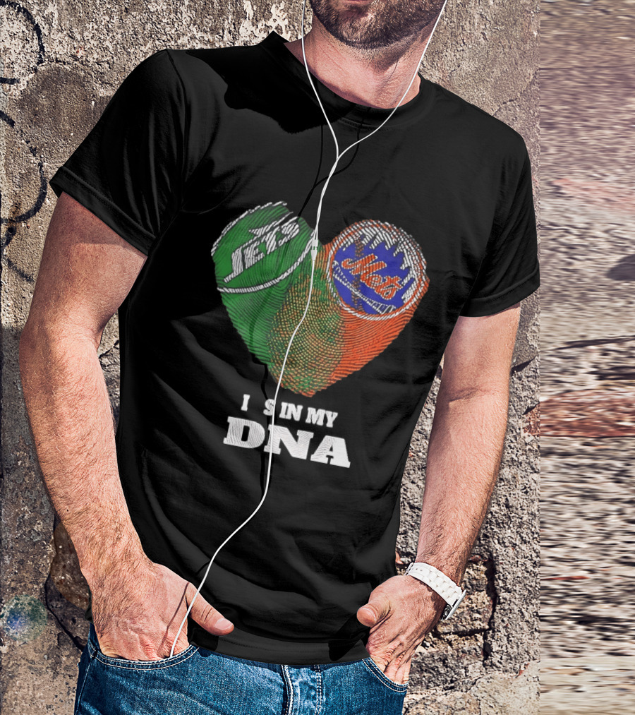 New York Jets Mets Heart Fingerprint It Is In My DNA T-Shirt