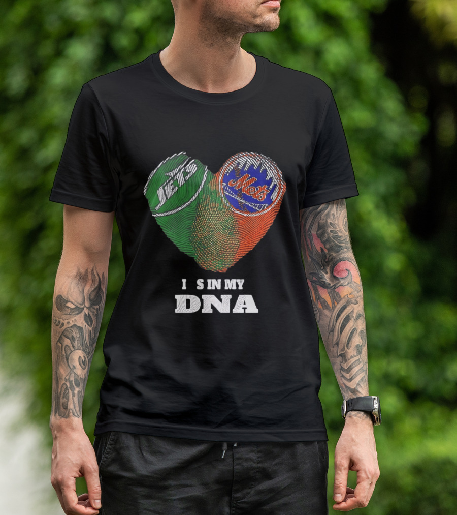New York Jets Mets Heart Fingerprint It Is In My DNA T-Shirt
