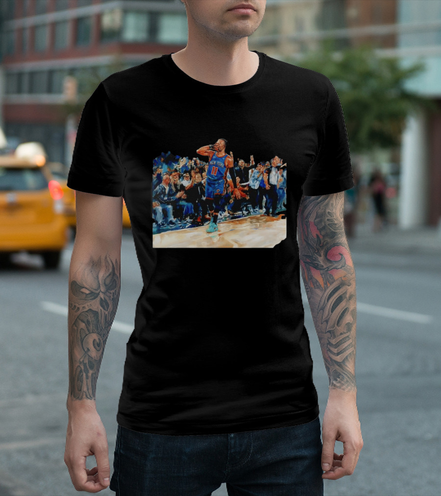 Jalen Brunson New York Knicks NBA Oil Painting Player In Action T-Shirt