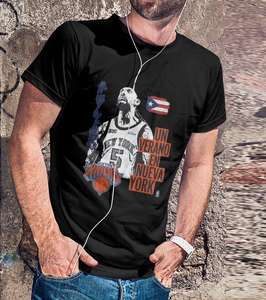 Alvarado New York Knicks NBA Un Verano En Nueva York Puerto Rico Flag 2026 T-Shirt
