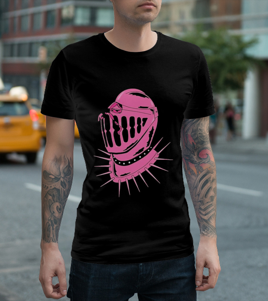 Knight Helmet With Pink Bow And Spiked Choker Aesthetic T-Shirt
