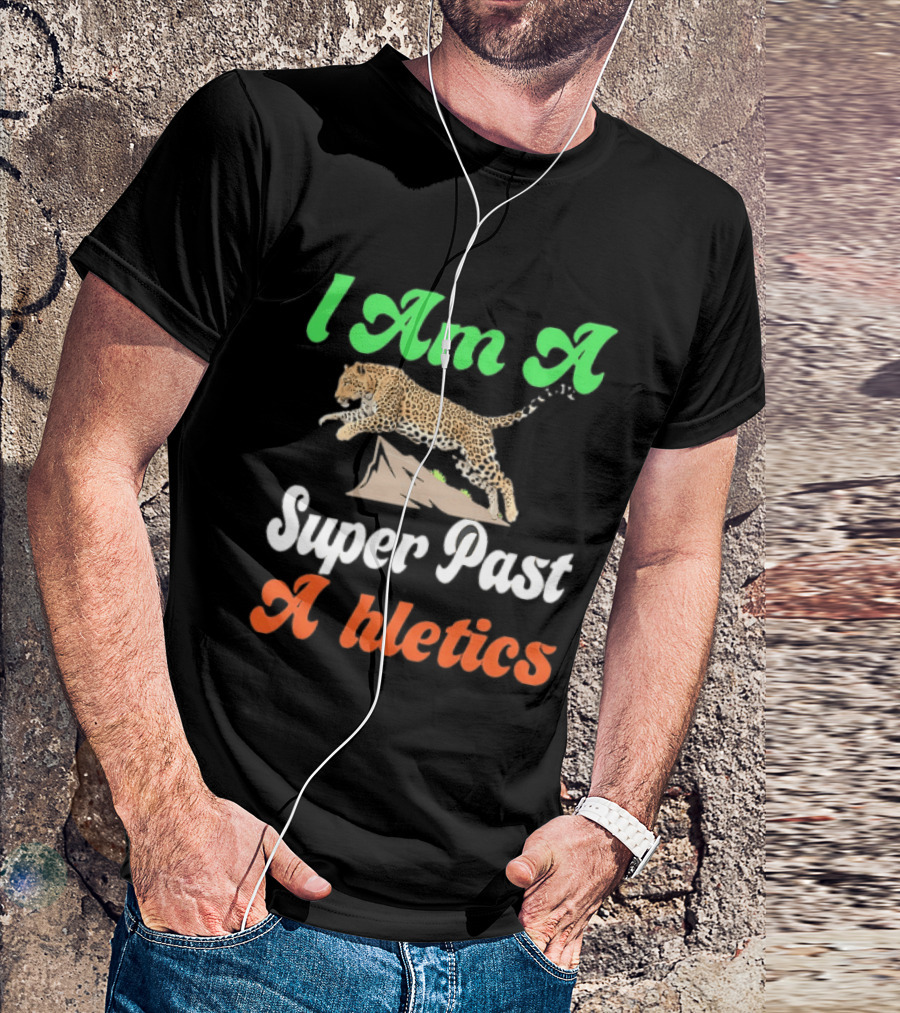I Am A Super Past Athletics Leopard Running T-Shirt