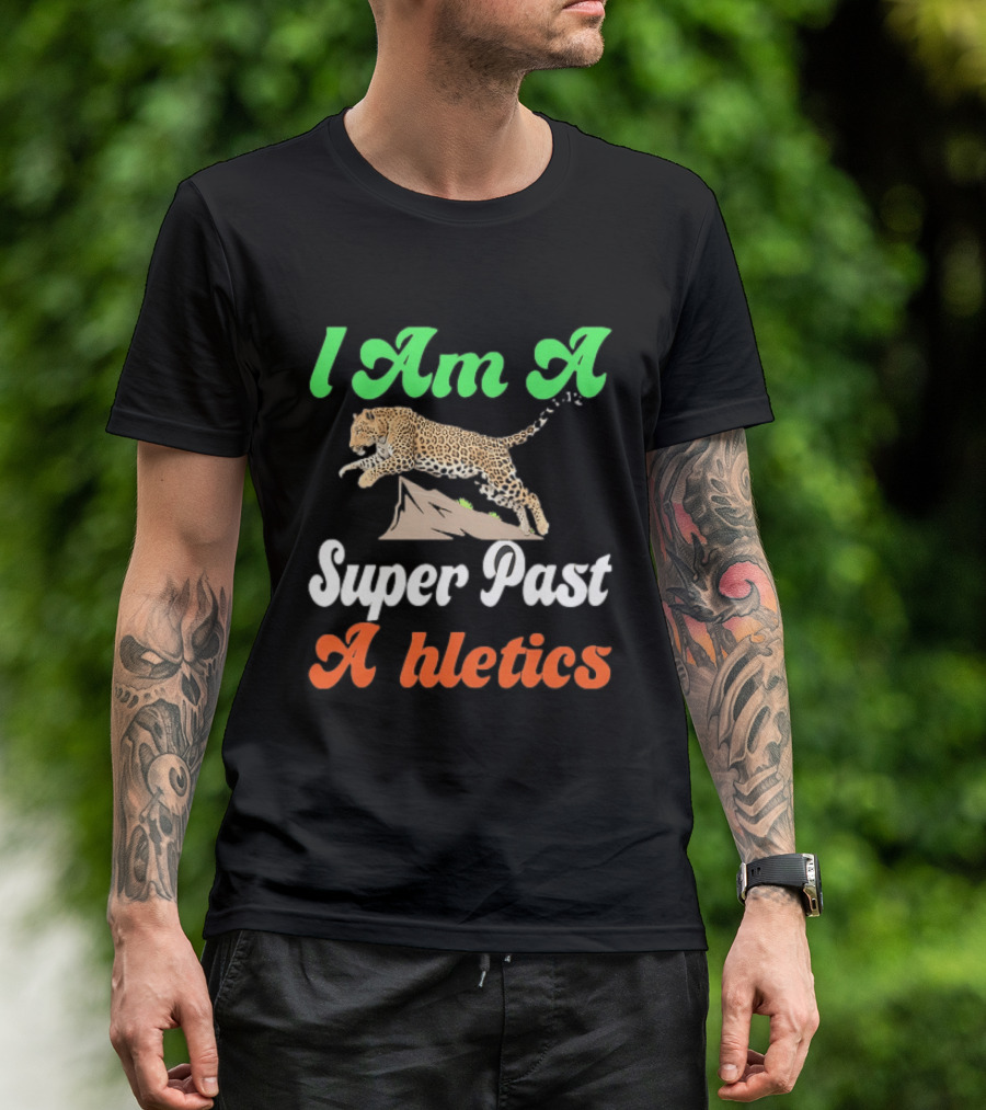 I Am A Super Past Athletics Leopard Running T-Shirt