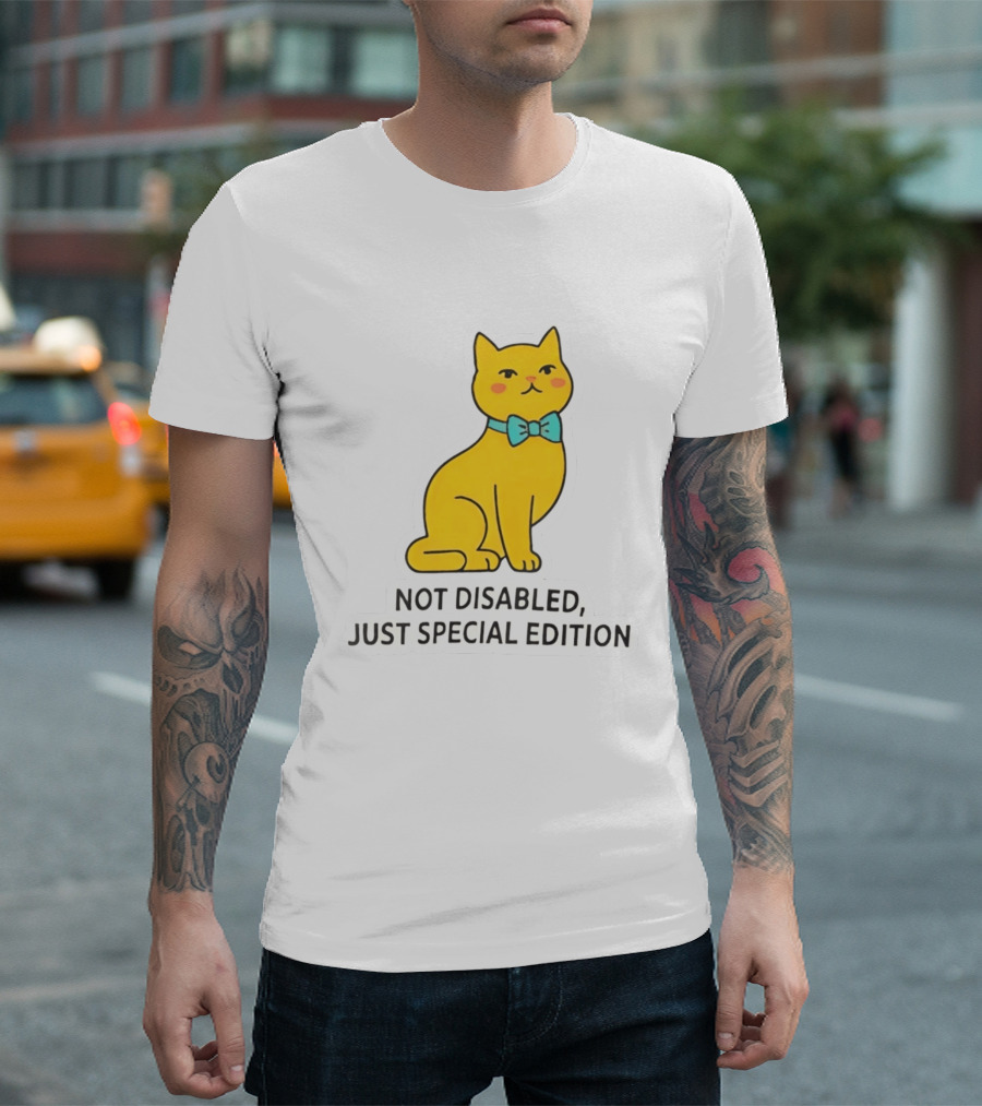 Not Disabled Just Special Edition Cat With Bow Tie T-Shirt