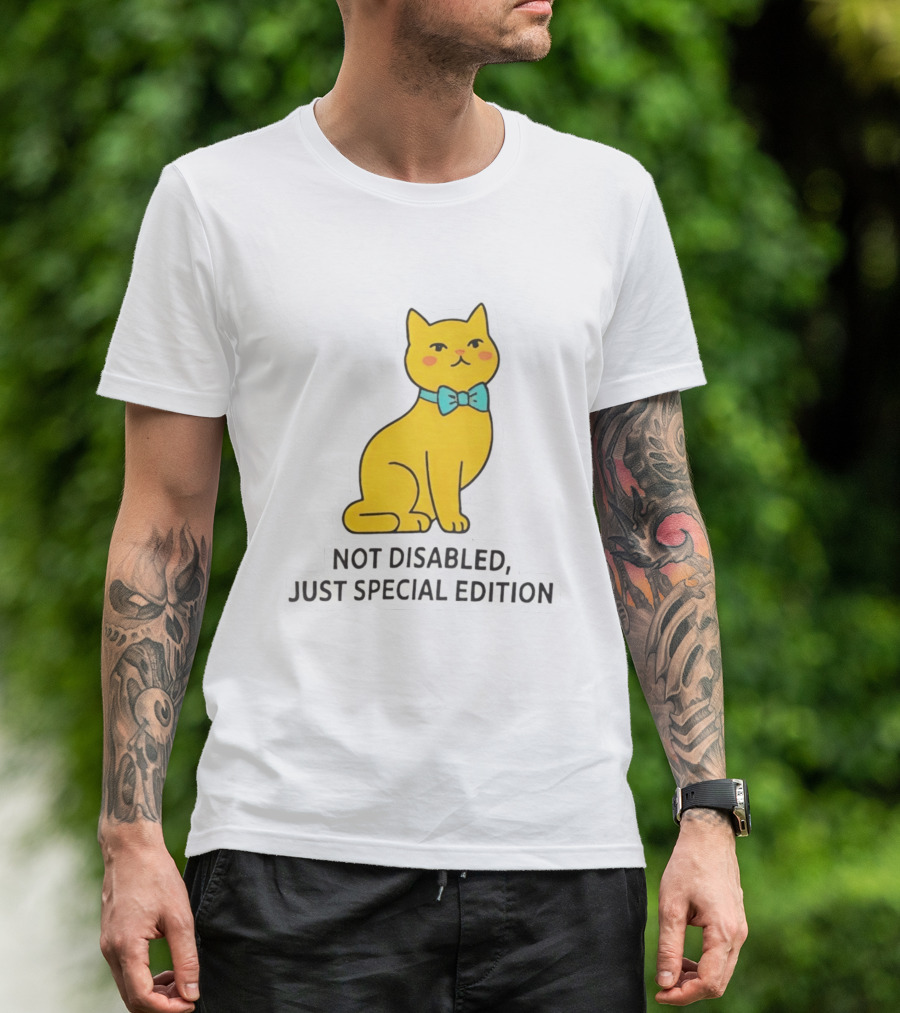 Not Disabled Just Special Edition Cat With Bow Tie T-Shirt