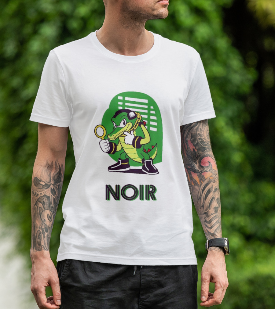 Vector The Crocodile Chaotix Detective Agency Noir Magnifying Glass Image T-Shirt