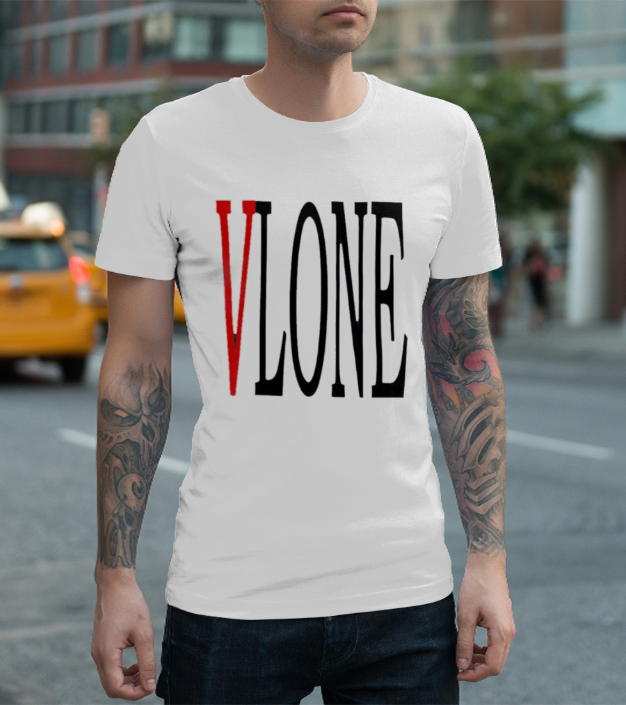 Vlone Logo Red V Black Font Streetwear Fashion T-Shirt