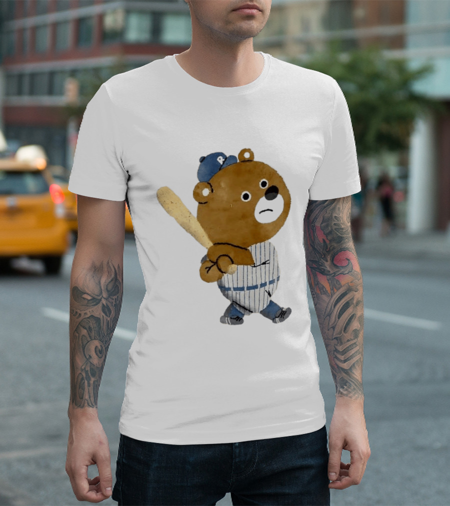 Kuma Bear Takuto Nakagawa Baseball Player Character In Striped Uniform T-Shirt