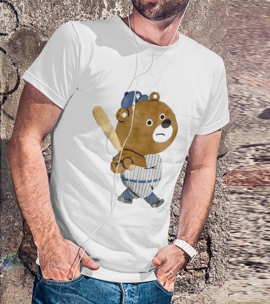Kuma Bear Takuto Nakagawa Baseball Player Character In Striped Uniform T-Shirt