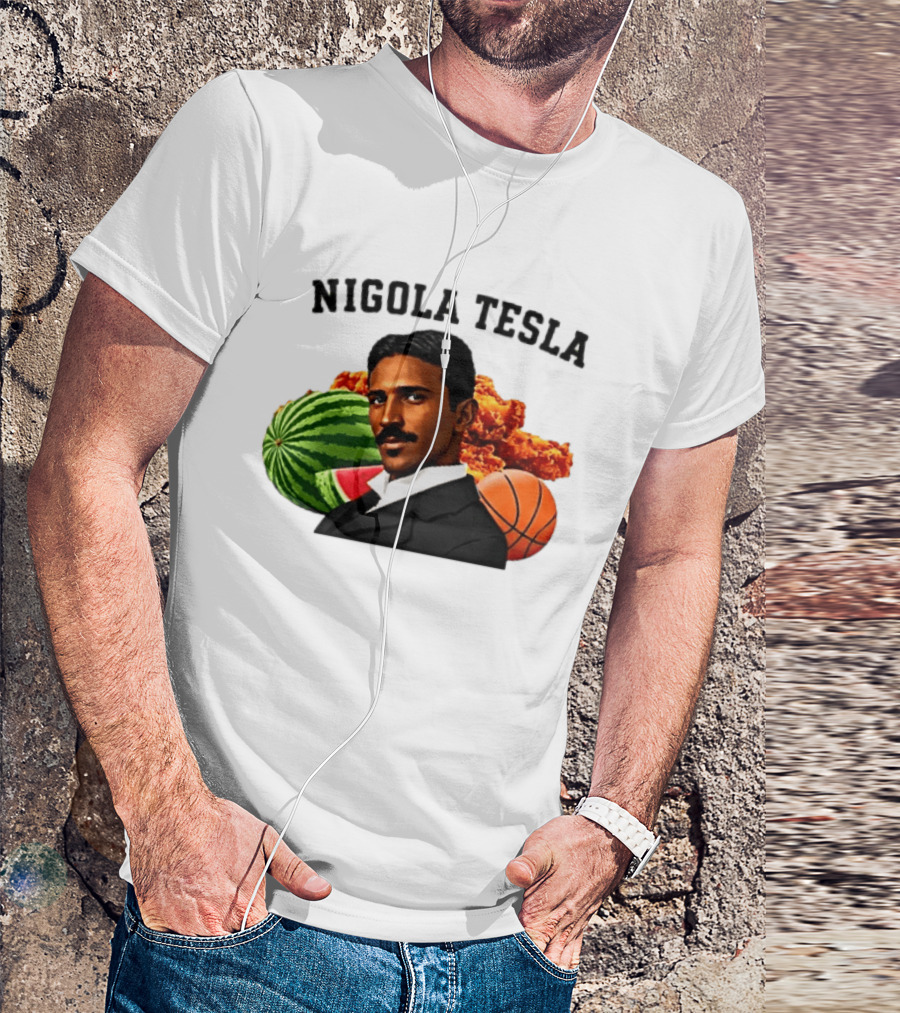 Nigola Tesla Watermelon Fried Chicken Basketball Fusion T-Shirt