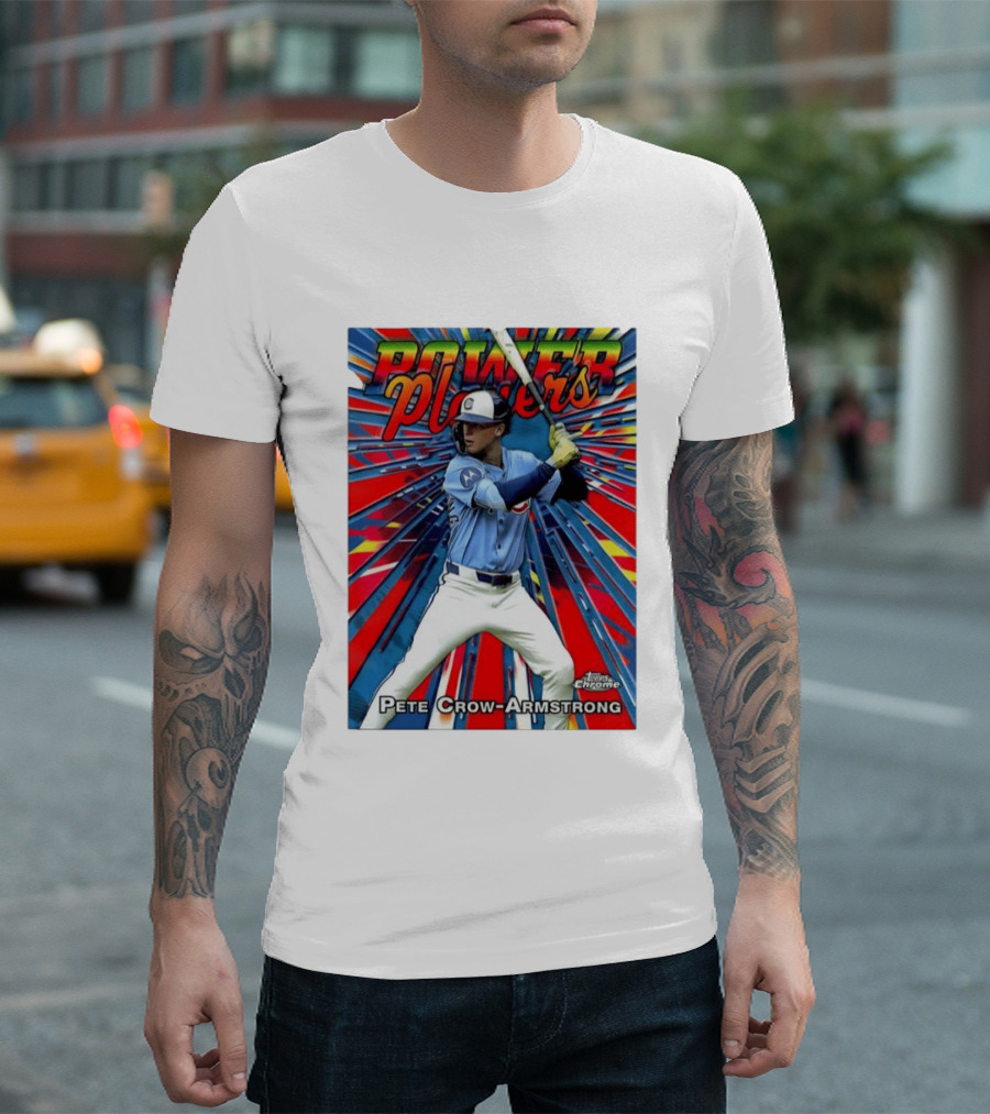 Pete Crow Armstrong Power Players Chicago Cubs Topps Chrome MLB Baseball T-Shirt