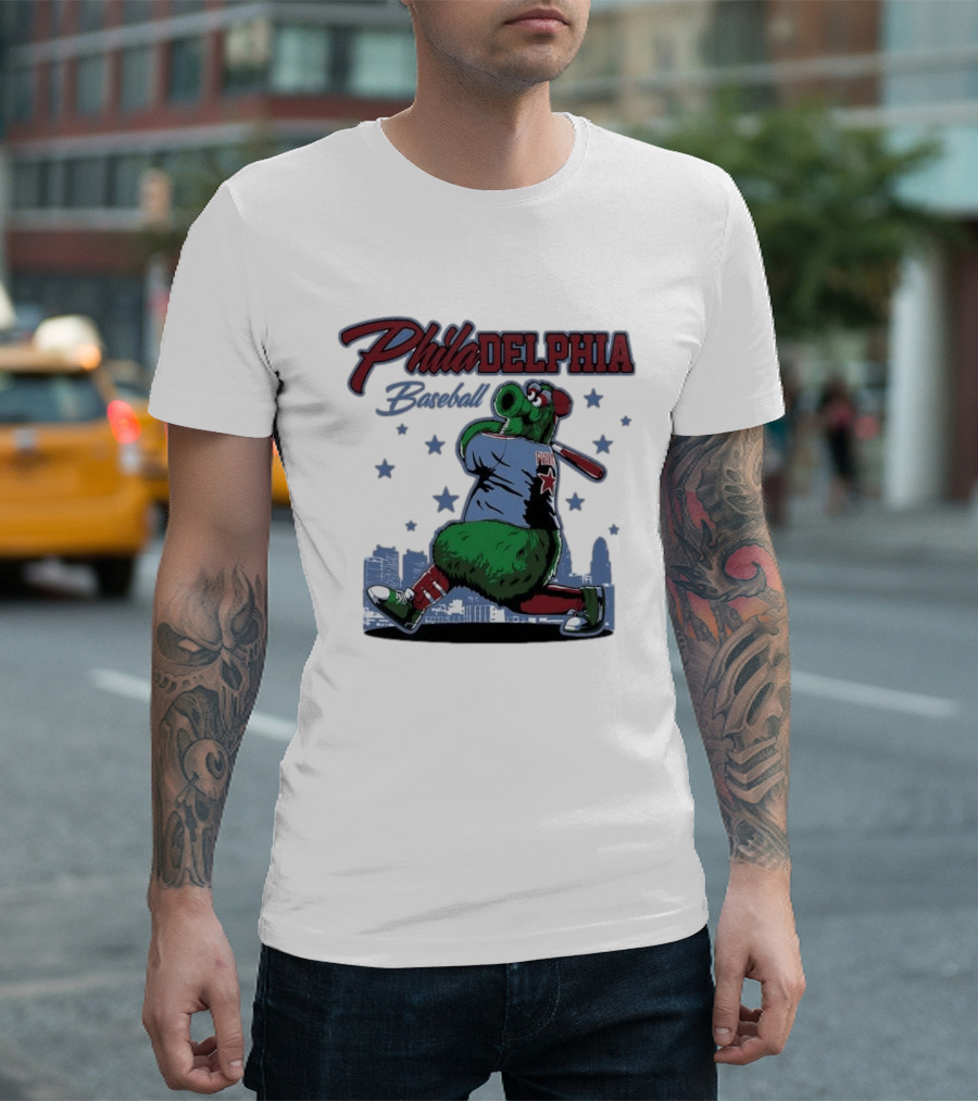 Phillie Phanatic Philadelphia Baseball Phillies MLB Skyline Stars T-Shirt