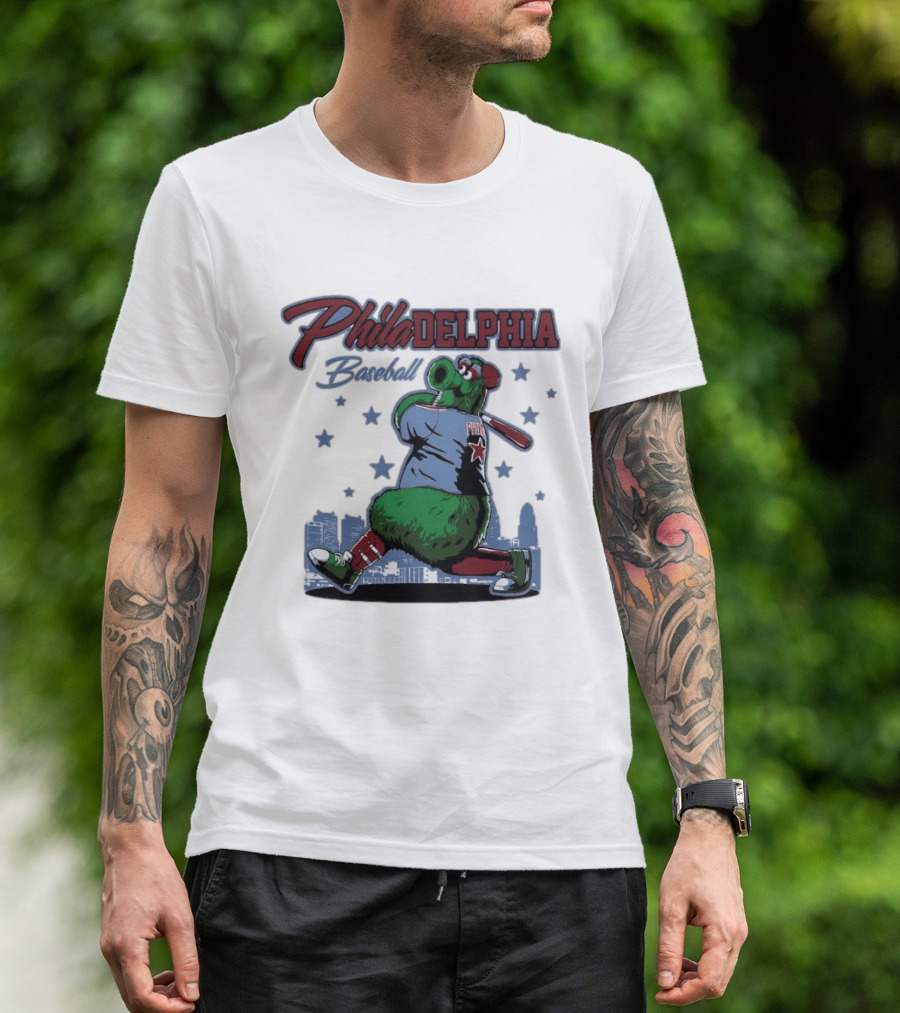 Phillie Phanatic Philadelphia Baseball Phillies MLB Skyline Stars T-Shirt