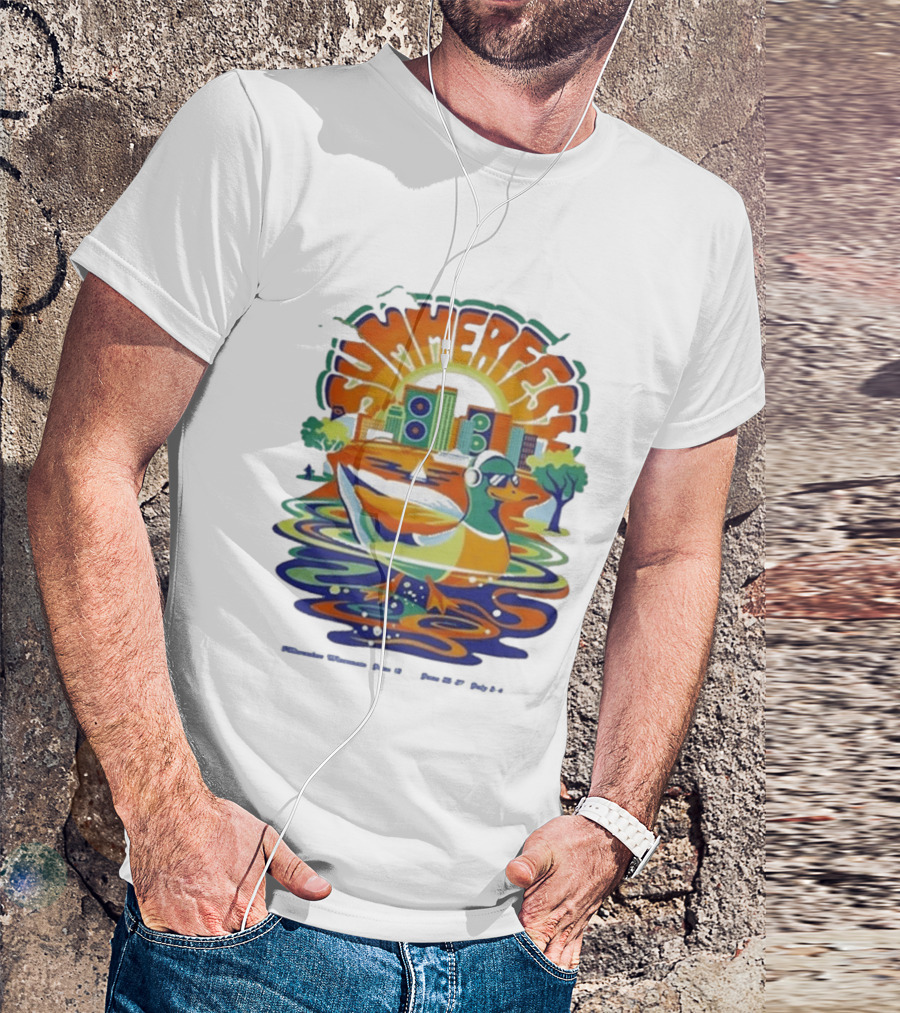 Summerfest Music Festival Milwaukee June 18 20 2026 Duck Art With Headphones Cityscape T-Shirt