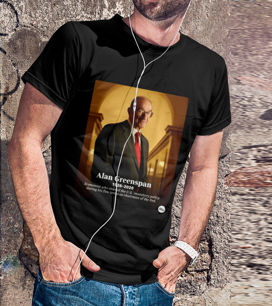 Alan Greenspan 1926 2026 Economist Steered U.S. Monetary Policy Five Terms Fed Chairman USA Today T-Shirt
