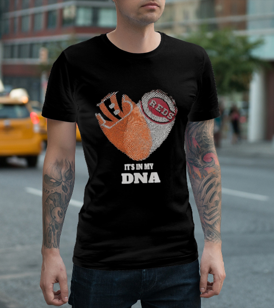 Bengals Reds It's In My DNA Handprint Football Baseball Fan Gear T-Shirt