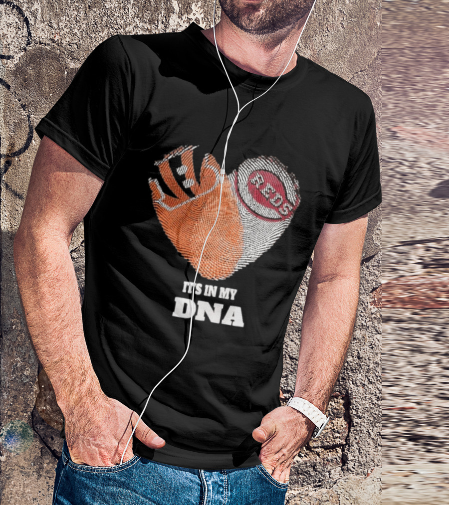 Bengals Reds It's In My DNA Handprint Football Baseball Fan Gear T-Shirt