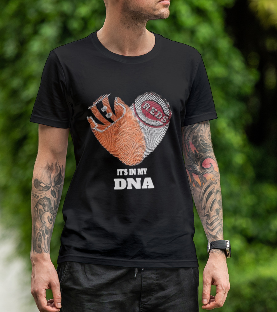 Bengals Reds It's In My DNA Handprint Football Baseball Fan Gear T-Shirt