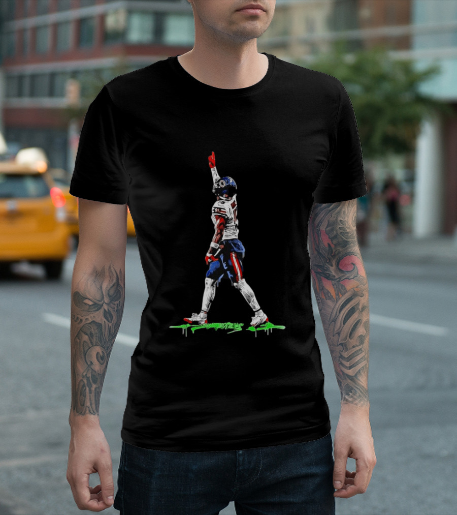 DJ Moore Chicago Bears Touchdown Celebration Action Pose Football Graffiti T-Shirt