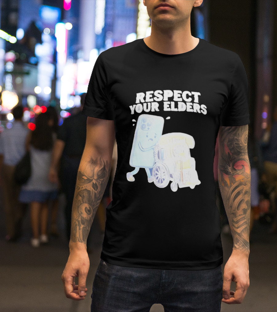 Respect Your Elders Smartphone And Vintage Telephone T-Shirt