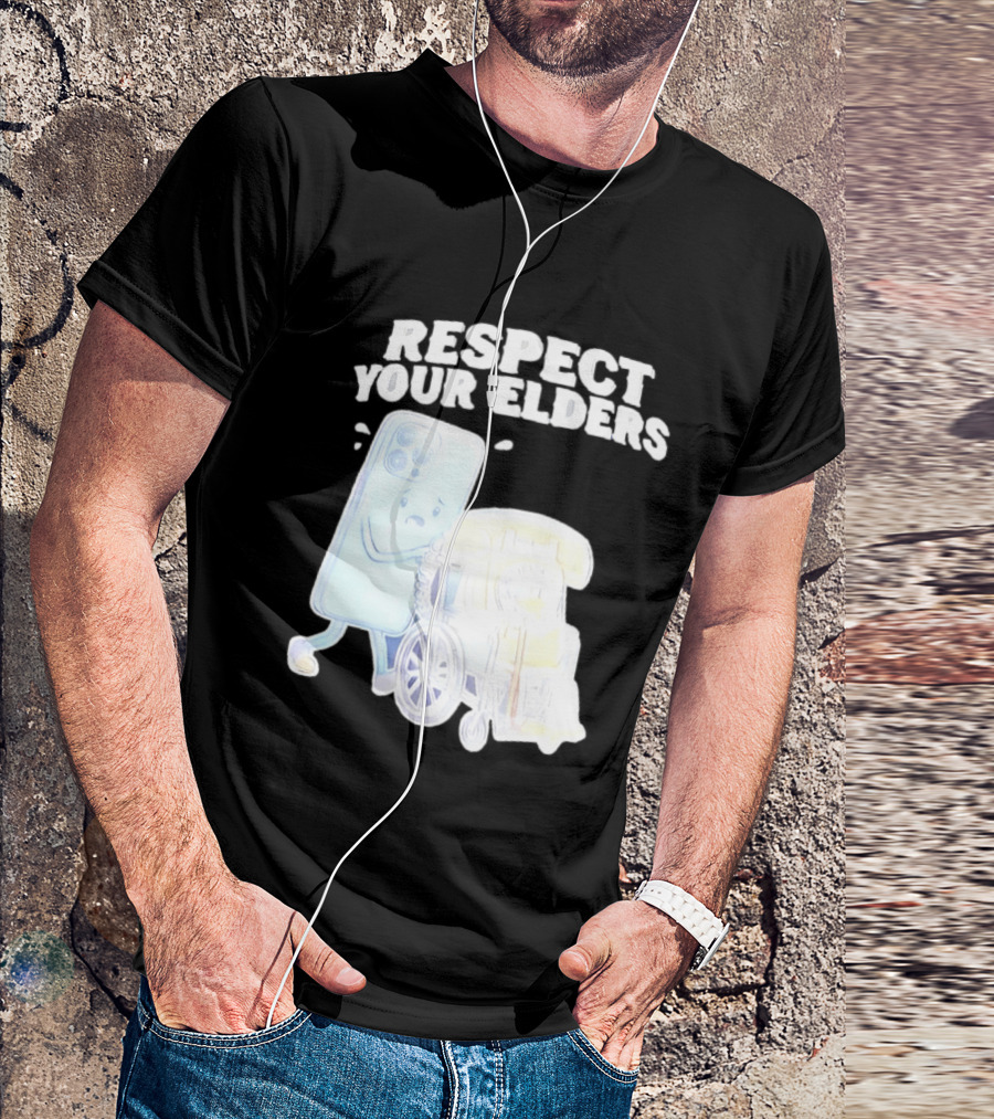 Respect Your Elders Smartphone And Vintage Telephone T-Shirt