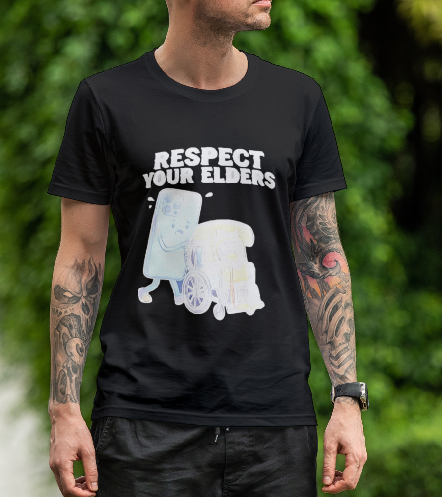 Respect Your Elders Smartphone And Vintage Telephone T-Shirt