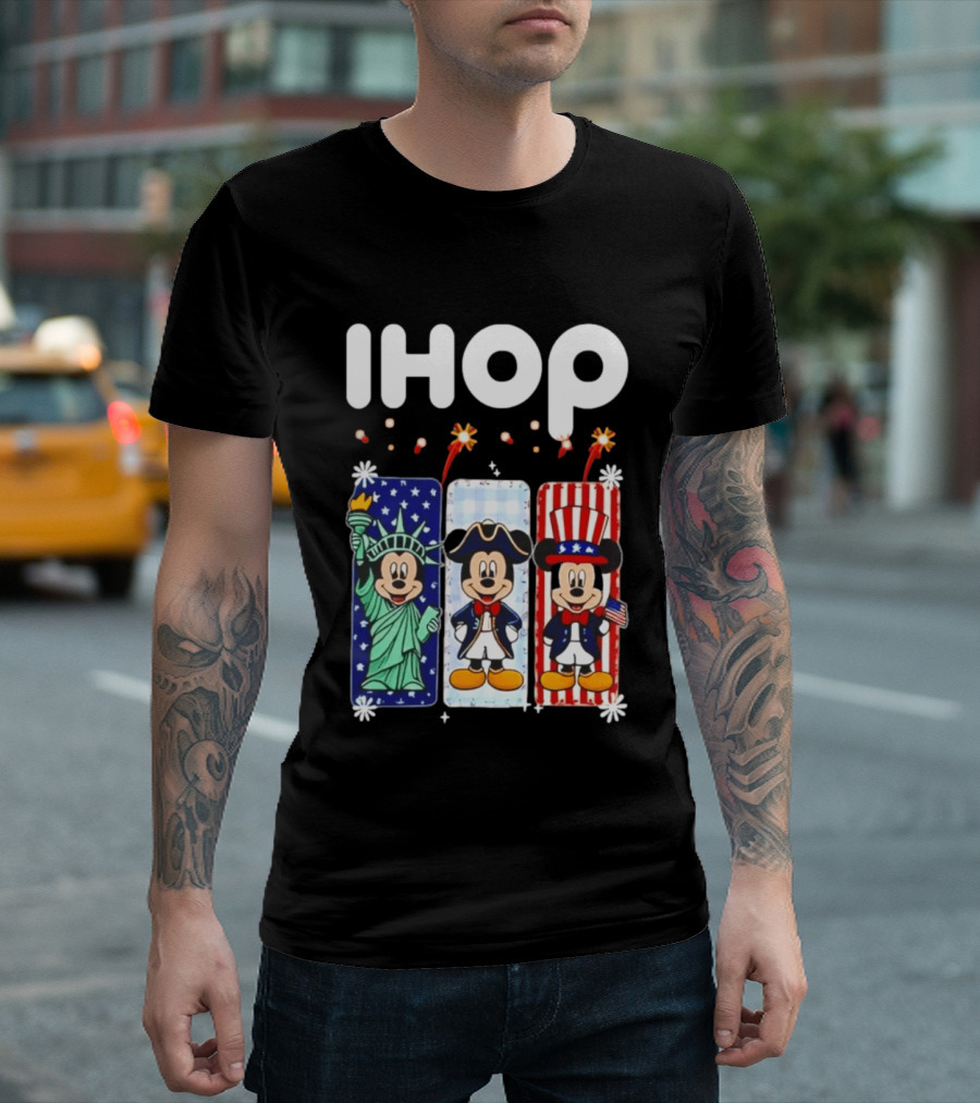 IHOP Mickey Mouse Statue Of Liberty Colonial Patriotic Independence Day T-Shirt