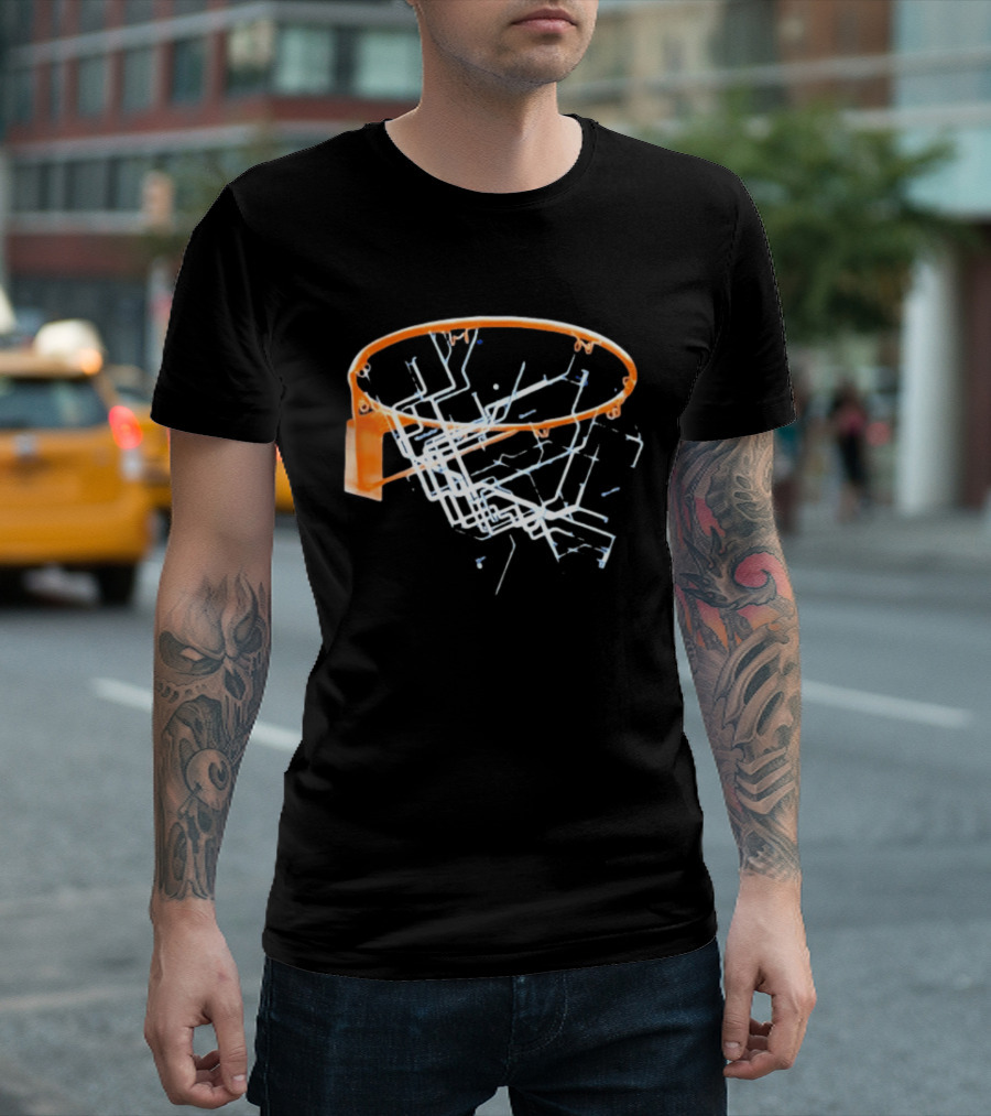 New York City Subway Map Basketball Hoop The Bronx Manhattan Queens T-Shirt