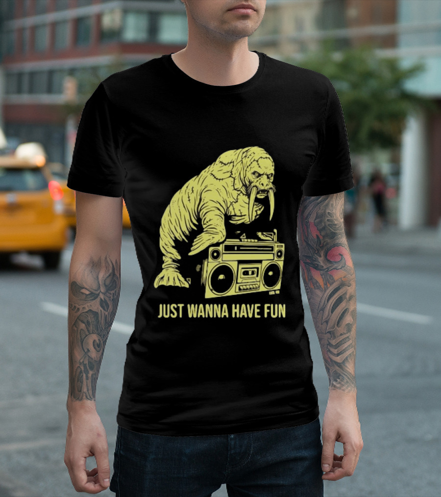 Walrus DJ Just Wanna Have Fun With Boombox T-Shirt