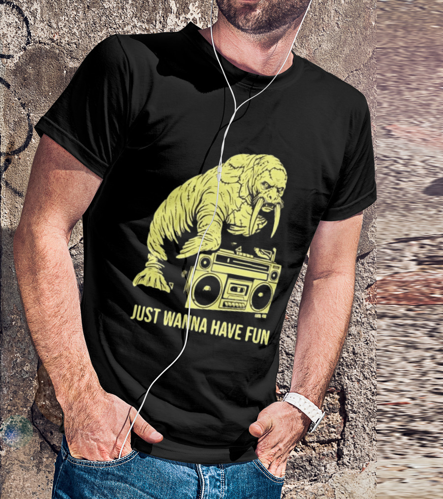 Walrus DJ Just Wanna Have Fun With Boombox T-Shirt
