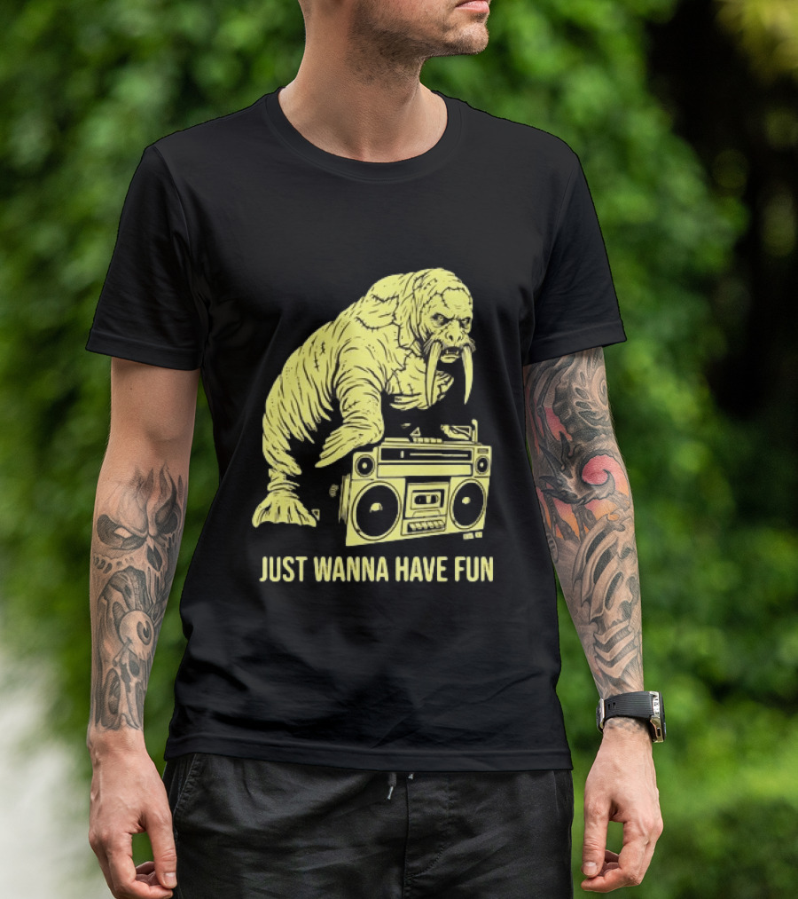 Walrus DJ Just Wanna Have Fun With Boombox T-Shirt