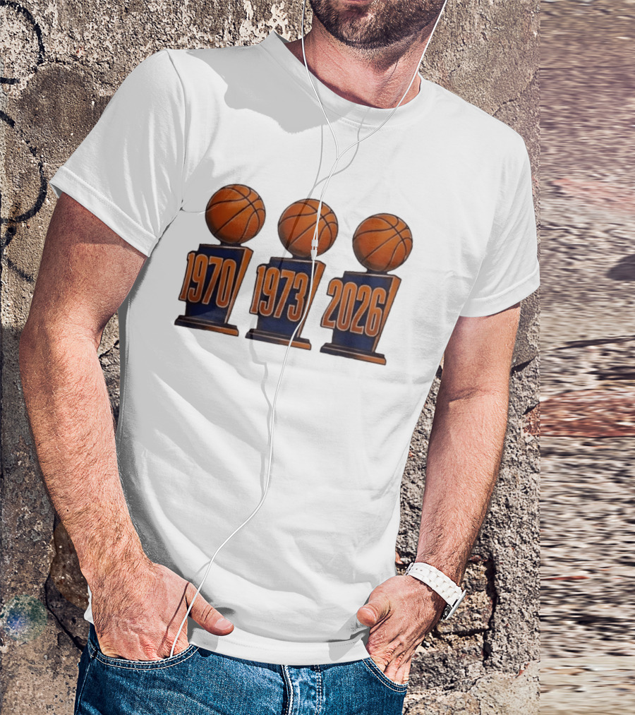 New York Knicks NBA Champions 1970 1973 2026 Basketball Trophy Titles T-Shirt