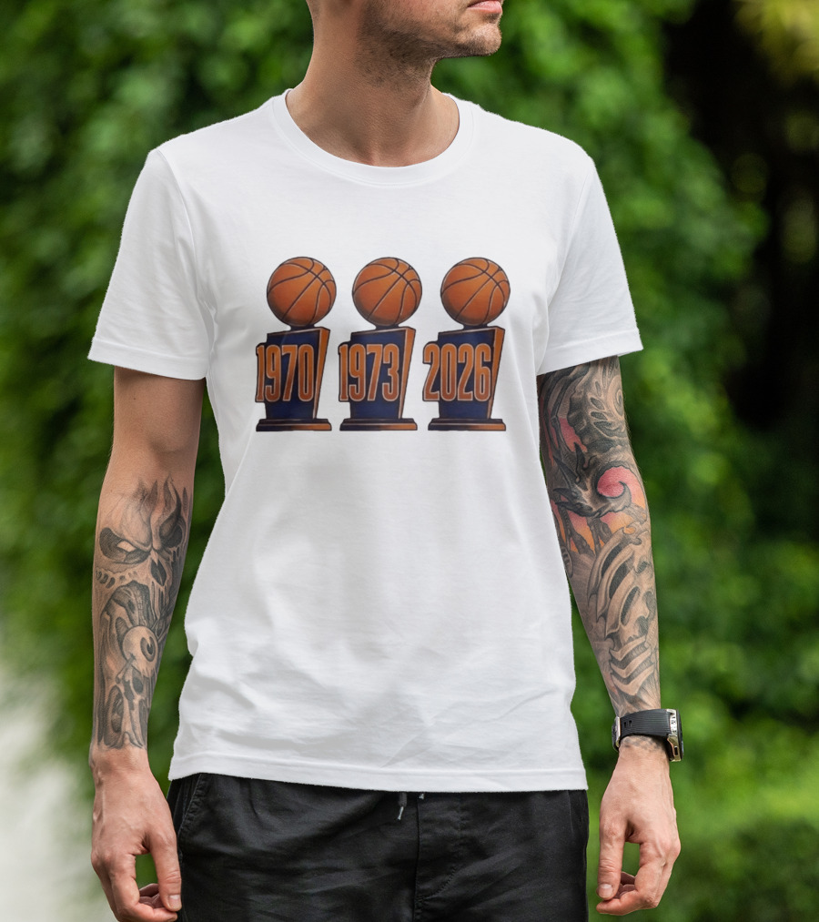 New York Knicks NBA Champions 1970 1973 2026 Basketball Trophy Titles T-Shirt