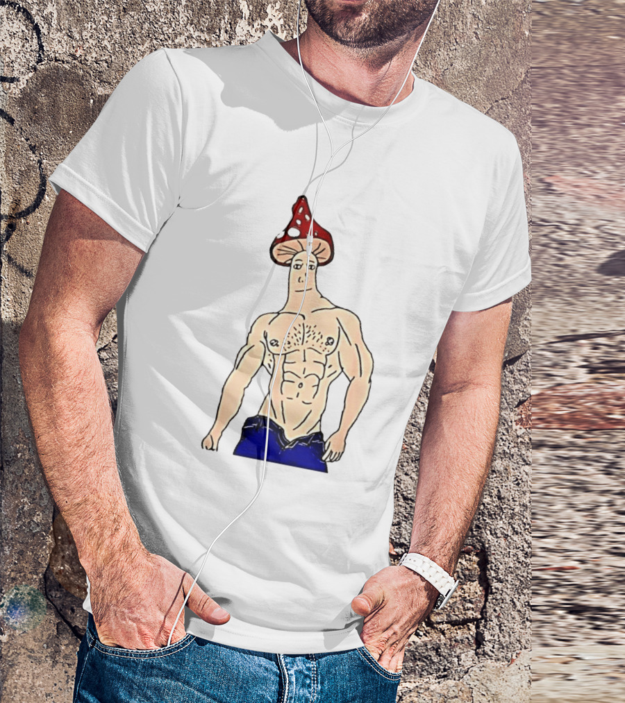 Wojak Shroomjak Buff Gym Meme Mushroom Head T-Shirt