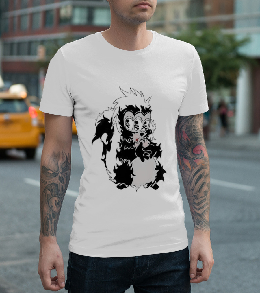 Three Eyed Skunk With Skull Eyes Surreal Creature T-Shirt