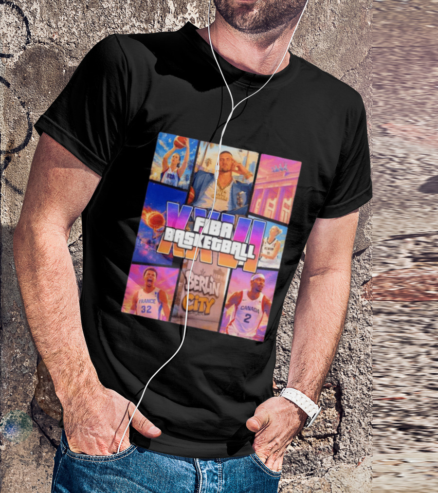 FIBA Basketball XXVII Berlin City Caitlin Clark USA Victor Wembanyama France Shai Gilgeous Alexander Canada T-Shirt