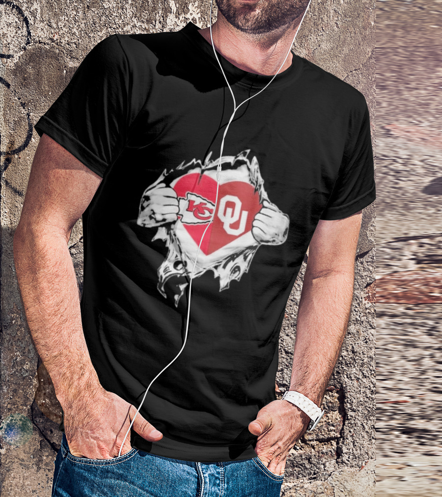 Chiefs X Sooners It's In My Heart Kansas City Oklahoma Football Fan Collaboration T-Shirt