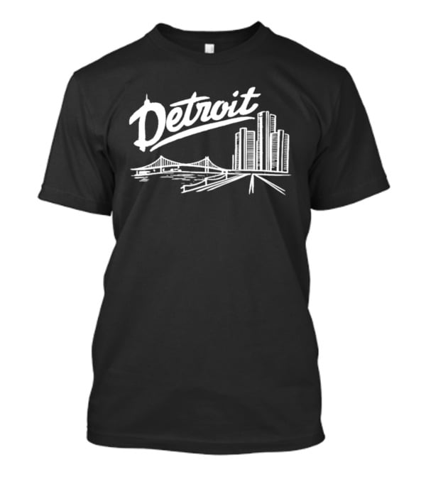 Detroit Skyline Renaissance Center Ambassador Bridge Cityscape T-Shirt
