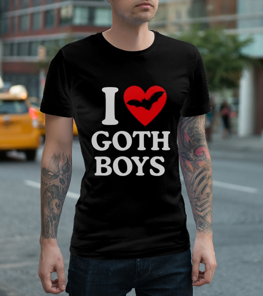I Love Goth Boys Heart Bat T-Shirt