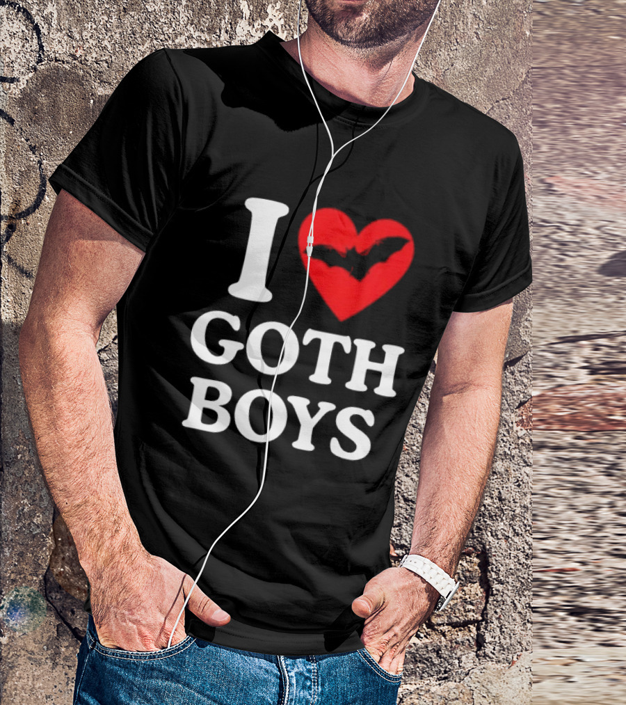 I Love Goth Boys Heart Bat T-Shirt