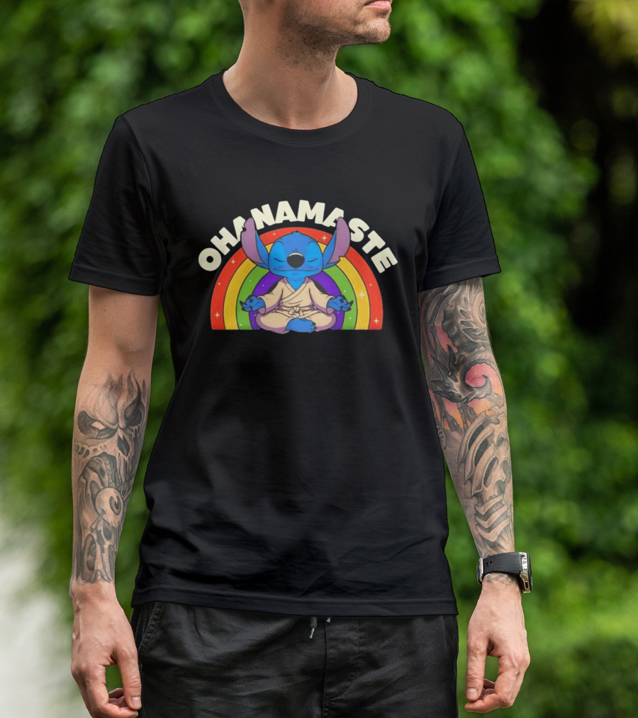 Stitch Ohana Namaste Rainbow Ohanamaste Meditation T-Shirt