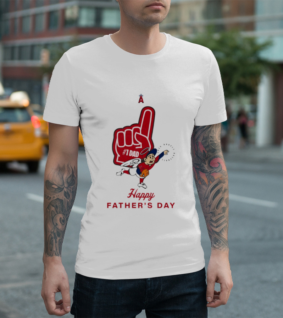 Happy Father's Day 2026 Los Angeles Angels Baseball Fan Foam Finger T-Shirt
