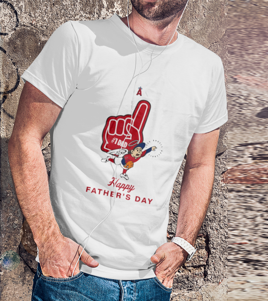 Happy Father's Day 2026 Los Angeles Angels Baseball Fan Foam Finger T-Shirt