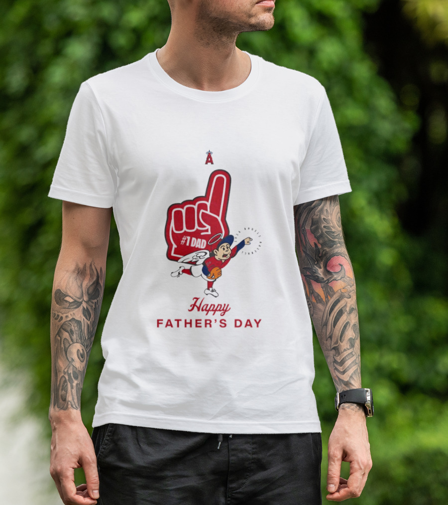 Happy Father's Day 2026 Los Angeles Angels Baseball Fan Foam Finger T-Shirt