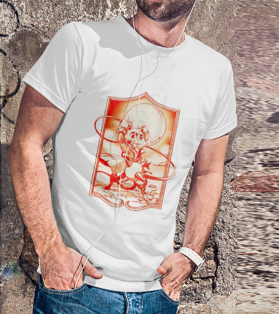 Biker Mice From Mars Throttle Wielding Flail Against Moonlit Backdrop T-Shirt